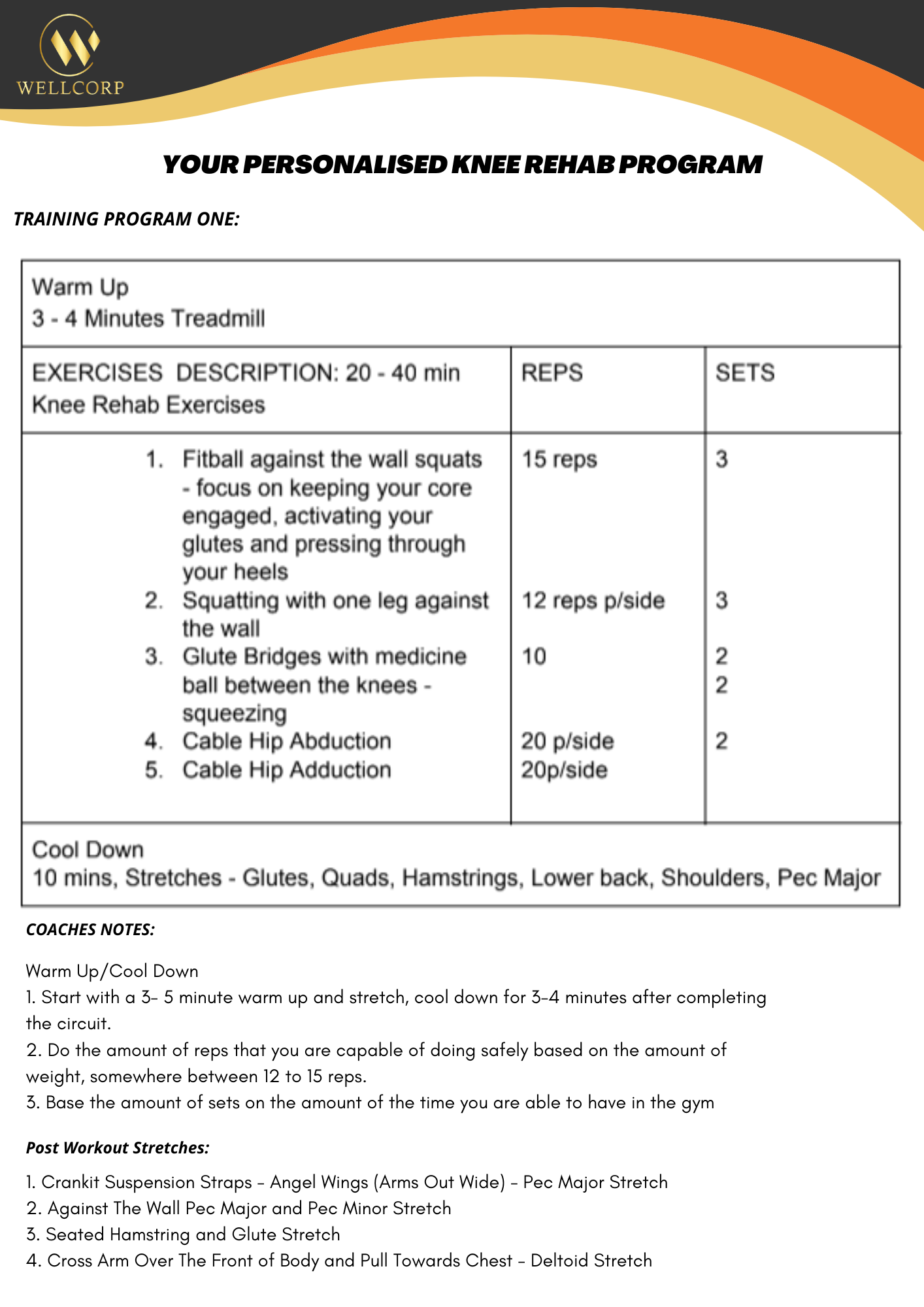 YOUR PERSONALISED KNEE REHAB PROGRAM